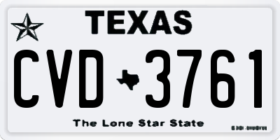 TX license plate CVD3761