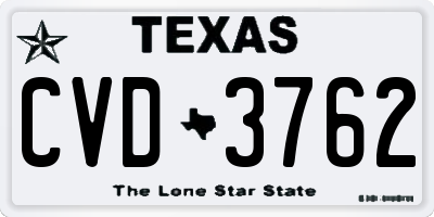 TX license plate CVD3762