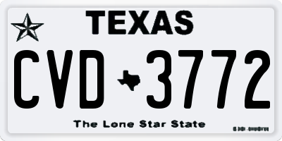 TX license plate CVD3772