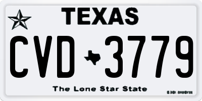 TX license plate CVD3779