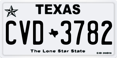 TX license plate CVD3782