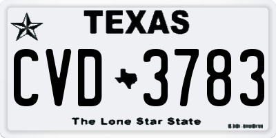 TX license plate CVD3783