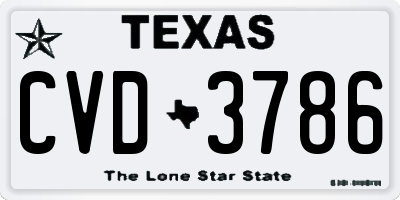 TX license plate CVD3786