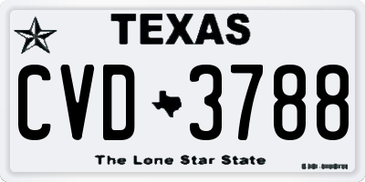 TX license plate CVD3788