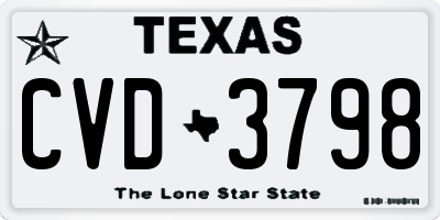 TX license plate CVD3798