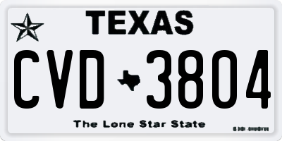 TX license plate CVD3804