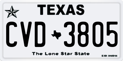 TX license plate CVD3805
