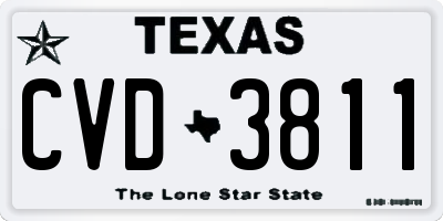 TX license plate CVD3811