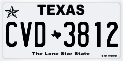 TX license plate CVD3812
