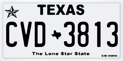 TX license plate CVD3813