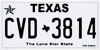 TX license plate CVD3814