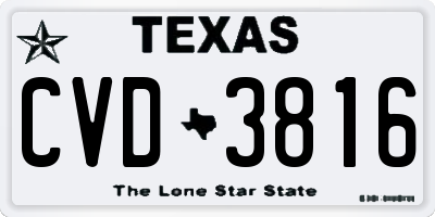 TX license plate CVD3816