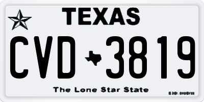 TX license plate CVD3819