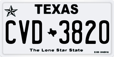 TX license plate CVD3820