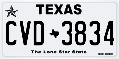 TX license plate CVD3834