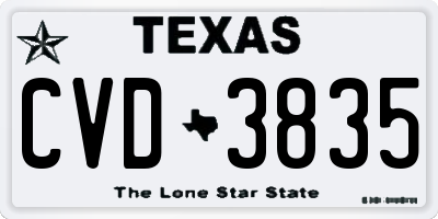 TX license plate CVD3835