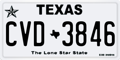 TX license plate CVD3846