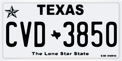 TX license plate CVD3850