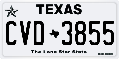 TX license plate CVD3855