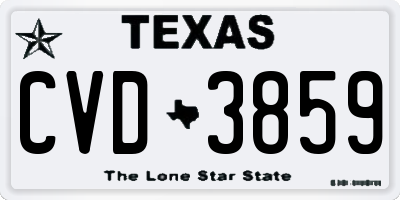 TX license plate CVD3859