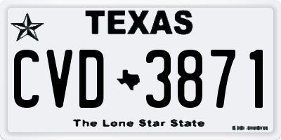 TX license plate CVD3871