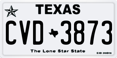 TX license plate CVD3873