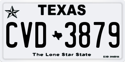 TX license plate CVD3879