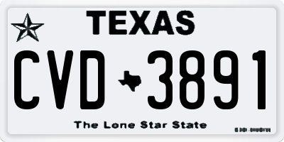 TX license plate CVD3891