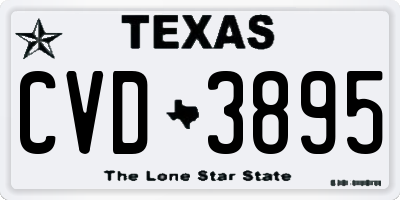 TX license plate CVD3895