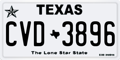 TX license plate CVD3896