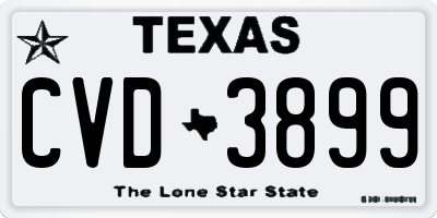 TX license plate CVD3899