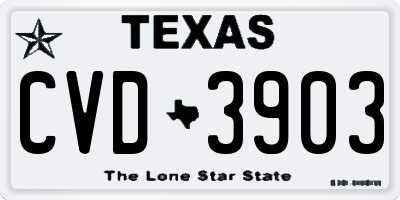 TX license plate CVD3903