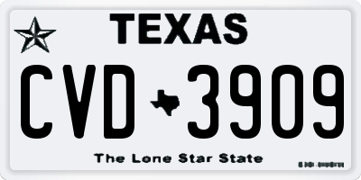 TX license plate CVD3909