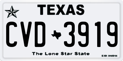 TX license plate CVD3919