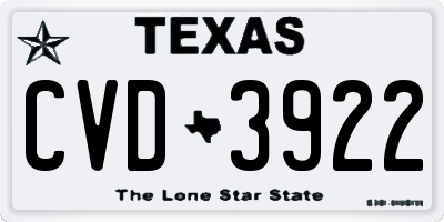 TX license plate CVD3922