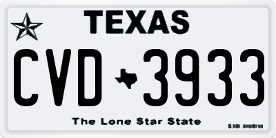 TX license plate CVD3933