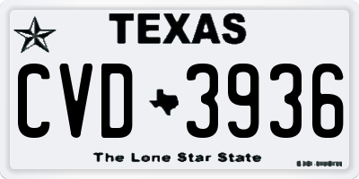TX license plate CVD3936