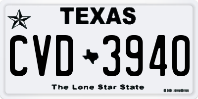 TX license plate CVD3940