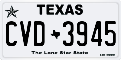 TX license plate CVD3945
