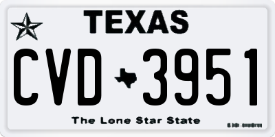 TX license plate CVD3951
