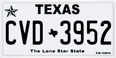 TX license plate CVD3952