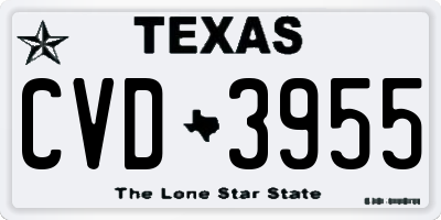 TX license plate CVD3955