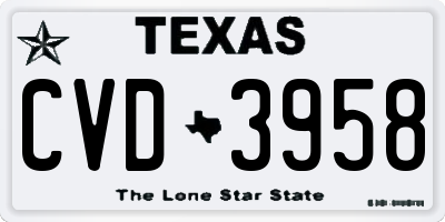 TX license plate CVD3958