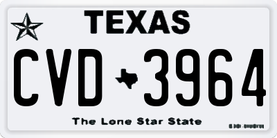 TX license plate CVD3964