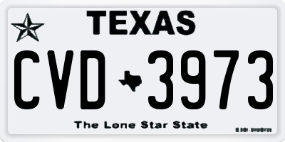 TX license plate CVD3973