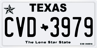TX license plate CVD3979