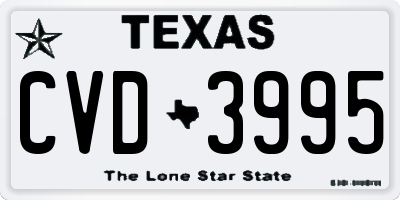 TX license plate CVD3995