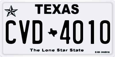 TX license plate CVD4010