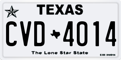 TX license plate CVD4014