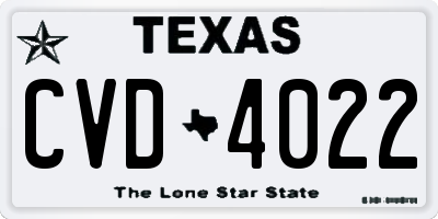 TX license plate CVD4022